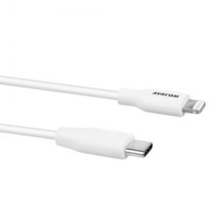 Avacom USB kábel (2.0), USB C samec - Apple Lightning samec, 1.2m, guľatý, biely, neoriginál.