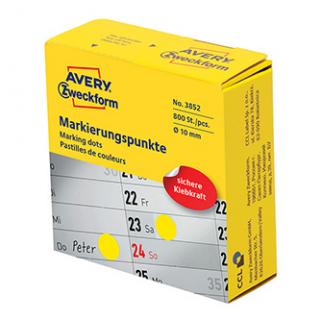 Avery Zweckform etikety 10mm, žlté, 800 etikiet, značkovací, 3852, pre ručný popis