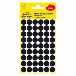 Avery Zweckform etikety 12mm, čierne, 54 etikiet, značkovací, balené po 5 ks, 3140, pre ručný popis