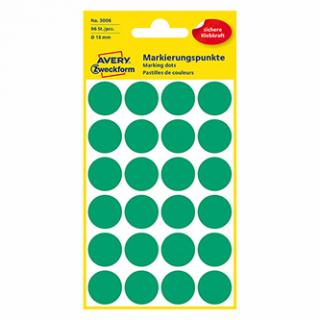 Avery Zweckform etikety 18mm, zelené, 24 etikiet, značkovací, balené po 4 ks, 3006, pre ručný popis