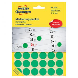 Avery Zweckform etikety 18mm, zelené, 48 etikiet, značkovací, balené po 22 ks, 3376, pre ručný popis