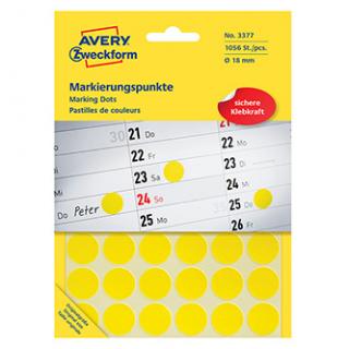 Avery Zweckform etikety 18mm, žlté, 48 etikiet, značkovací, balené po 22 ks, 3377, pre ručný popis