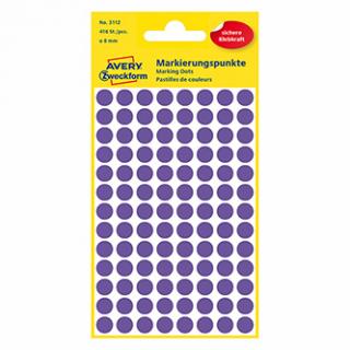 Avery Zweckform etikety 8mm, fialové, 104 etikiet, značkovací, balené po 4 ks, 3112, pre ručný popis