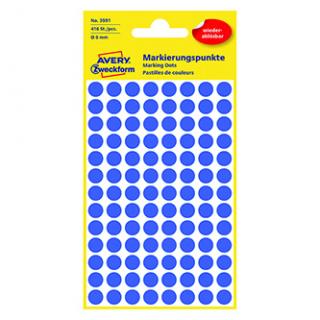 Avery Zweckform etikety 8mm, modré, 104 etikiet, značkovací, snímateľné, balené po 4 ks, 3591, pre ručný popis
