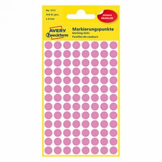 Avery Zweckform etikety 8mm, ružové, 104 etikiet, značkovací, balené po 4 ks, 3111, pre ručný popis