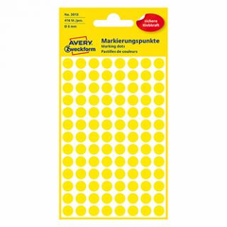Avery Zweckform etikety 8mm, žlté, 104 etikiet, značkovací, balené po 4 ks, 3013, pre ručný popis