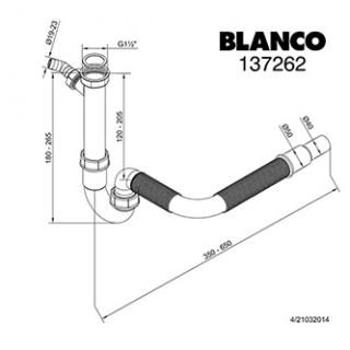 Blanco sifón plast drezový, 40 nebo 50 mm, 350-650mm, biely, zápachový uzáver s ohybnou odtok. trubicou