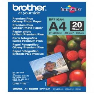 Brother Glossy Photo Paper, BP71GA4, foto papier, lesklý, biely, A4, 260 g/m2, 20 ks, atramentový