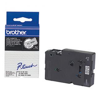 Brother originál páska do tlačiarne štítkov, Brother, TC-M91, čierny tlač/priesvitný podklad, laminovaná, 7.7m, 9mm