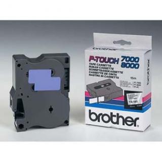 Brother originál páska do tlačiarne štítkov, Brother, TX-141, čierny tlač/priesvitný podklad, laminovaná, 8m, 18mm