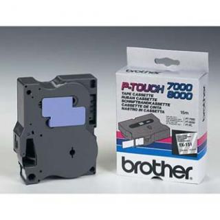 Brother originál páska do tlačiarne štítkov, Brother, TX-151, čierny tlač/priesvitný podklad, laminovaná, 8m, 24mm