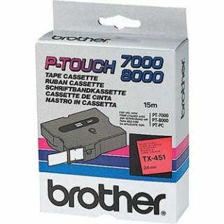 Brother originál páska do tlačiarne štítkov, Brother, TX-451, čierny tlač/modrý podklad, laminovaná, 15m, 24mm