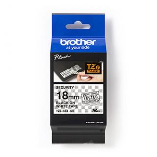 Brother originál páska do tlačiarne štítkov, Brother, TZE-SE4, čierny tlač/biely podklad, laminovaná, 8m, 18mm, plombovacia