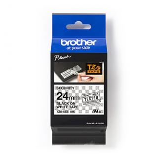 Brother originál páska do tlačiarne štítkov, Brother, TZE-SE5, čierny tlač/biely podklad, laminovaná, 8m, 24mm, plombovacia