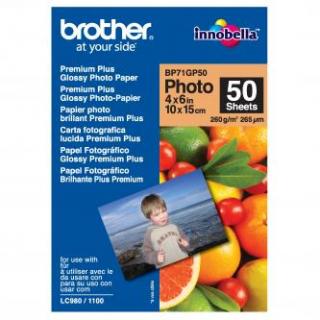 Brother Premium Glossy Photo Paper, BP71GP50, foto papier, lesklý, biely, 10x15cm, 4x6", 260 g/m2, 50 ks, atramentový
