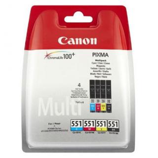 Canon CLI-551 multipack (CMYK) + PP-201 fotopapier 50x, CLI-551/PP-201, foto papier, výťažnosť 4x7ml typ lesklý, 6508B005, biely,