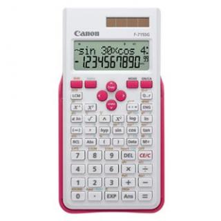 Canon Kalkulačka F-715SG, biela, školská, dvanásťmiestna, s ružovým krytom