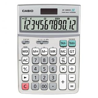 Casio Kalkulačka DF 120 ECO, šedá, stolová, dvanásťmiestna