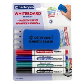 Centropen, sada whiteboard markier 8559, color, 4ks, 2.5mm, alkoholová báza. súčasť balenia je magnetická hu