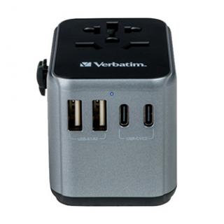 Cestovný adaptér univerzálny World-to-World UTA-03 Verbatim, USB-A, USB-C, čierny, 30 W