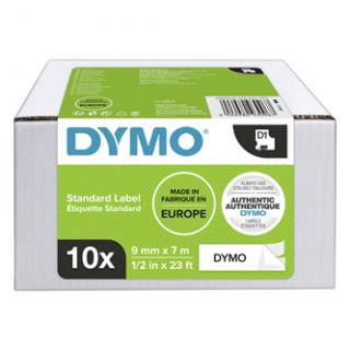 Dymo originál páska do tlačiarne štítkov, Dymo, 2093096, čierny tlač/biely podklad, 7m, 9mm, 10ks v balení, cena za balenie, D1