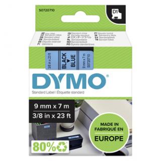 Dymo originál páska do tlačiarne štítkov, Dymo, 40916, S0720710, čierny tlač/modrý podklad, 7m, 9mm, D1