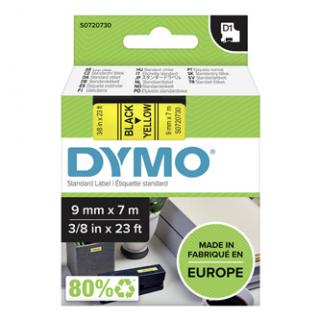 Dymo originál páska do tlačiarne štítkov, Dymo, 40918, S0720730, čierny tlač/žltý podklad, 7m, 9mm, D1