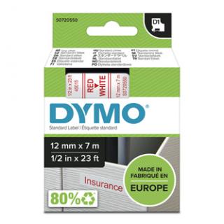 Dymo originál páska do tlačiarne štítkov, Dymo, 45015, S0720550, červený tlač/biely podklad, 7m, 12mm, D1