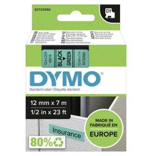 Dymo originál páska do tlačiarne štítkov, Dymo, 45019, S0720590, čierny tlač/zelený podklad, 7m, 12mm, D1