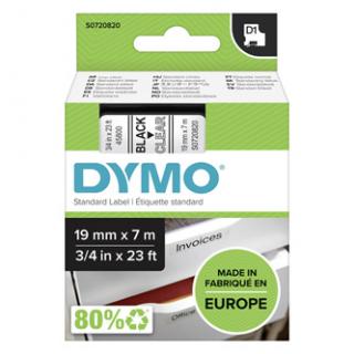 Dymo originál páska do tlačiarne štítkov, Dymo, 45800, S0720820, čierny tlač/priehľadný podklad, 7m, 19mm, D1