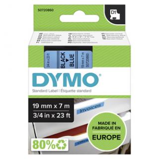 Dymo originál páska do tlačiarne štítkov, Dymo, 45806, S0720860, čierny tlač/modrý podklad, 7m, 19mm, D1