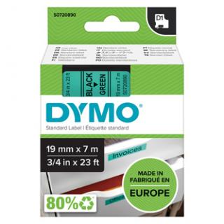 Dymo originál páska do tlačiarne štítkov, Dymo, 45809, S0720890, čierny tlač/zelený podklad, 7m, 19mm, D1