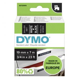 Dymo originál páska do tlačiarne štítkov, Dymo, 45811, S0720910, biely tlač/čierny podklad, 7m, 19mm, D1