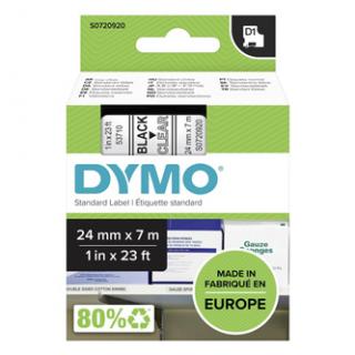 Dymo originál páska do tlačiarne štítkov, Dymo, 53710, S0720920, čierny tlač/priehľadný podklad, 7m, 24mm, D1