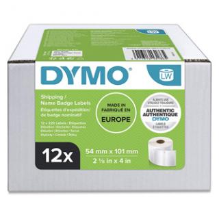 Dymo papierové štítky 101mm x 54mm, biele, pre prepravu, 12 x 220 ks, S0722420, 12 roliek v balení, cena za balenie