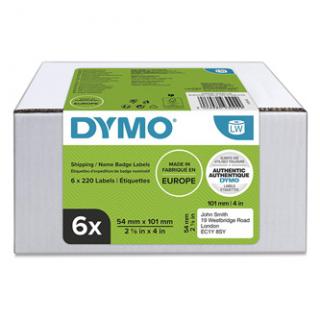 Dymo papierové štítky 101mm x 54mm, biele, pre prepravu, 6 x 220 ks, 2093092, 6 roliek v balení, cena za balenie