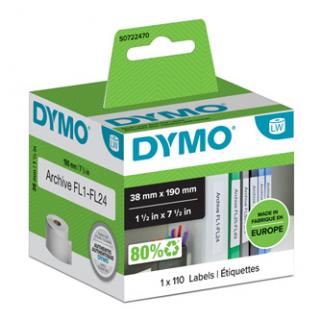 Dymo papierové štítky 190mm x 38mm, biele, na úzke poradače, 110 ks, 99018, S0722470