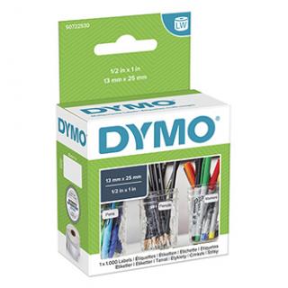 Dymo papierové štítky 25mm x 13mm, biele, multifunkčné, snímateľné, 1000 ks, 11353, S0722530