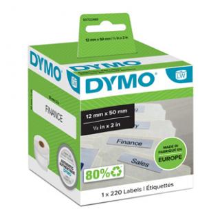 Dymo papierové štítky 50mm x 12mm, biele, na závesné poradače, 220 ks, 99017, S0722460