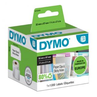 Dymo papierové štítky 57mm x 32mm, biele, multifunkčné, snímateľné, 1000 ks, 11354, S0722540