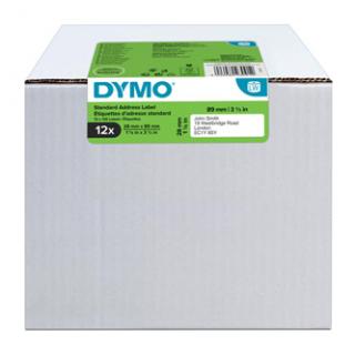 Dymo papierové štítky 89mm x 28mm, biele, adresná, 12 x 130 ks, 2093091