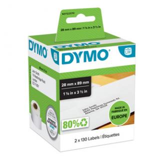 Dymo papierové štítky 89mm x 28mm, biele, adresná, 2X130 ks, 99010, S0722370