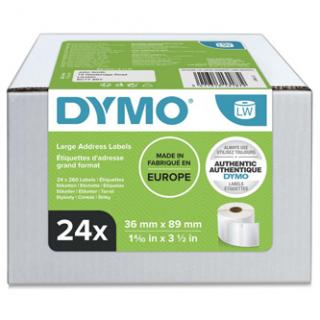 Dymo papierové štítky 89mm x 36mm, biele, veľké, 24 x 260 ks, S0722390