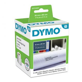 Dymo papierové štítky 89mm x 36mm, biele, veľké, 2x260 ks, 99012, S0722400