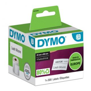 Dymo papierové štítky 89mm x 41mm, biele, na menovky, snímateľné, 300 ks, 11356, S0722560