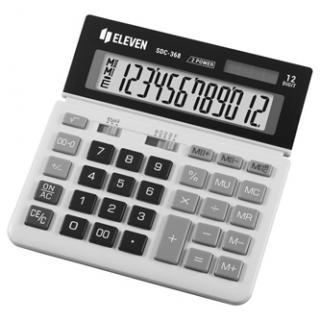 Eleven Kalkulačka SDC368, bielo-čierna, stolová, dvanásťmiestna, duálne napájanie