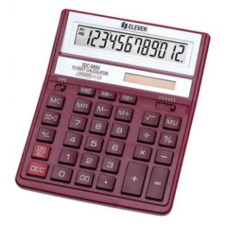 Eleven Kalkulačka SDC888XRD, červená, stolová, dvanásťmiestna