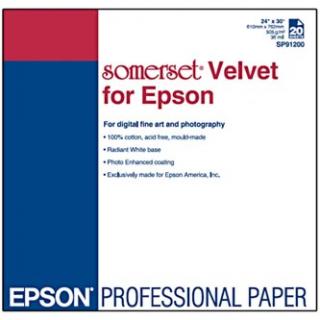 Epson 610/30/Somerset Velvet Fine Art Paper, zamatový, 24", C13S041699, 505 g/m2, papier, 610mmx30m, biely, pre atramentové tlačia