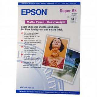Epson Matte Paper Heavyweight, C13S041264, foto papier, matný, silný typ biely, Stylus Photo 1270, 1290, A3+, 167 g/m2, 50 ks, atr
