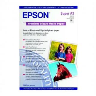 Epson Premium Glossy Photo Paper, C13S041316, foto papier, lesklý, biely, Stylus Photo 890, 895, 1270, 2100, A3+, 255 g/m2, 20 ks,